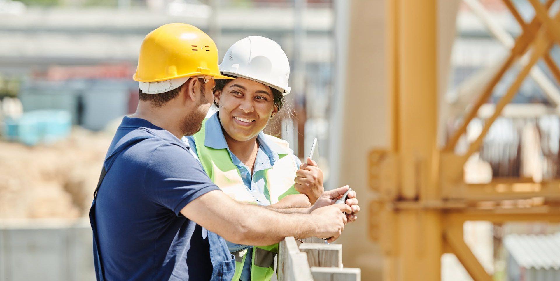 Man and woman on construction site